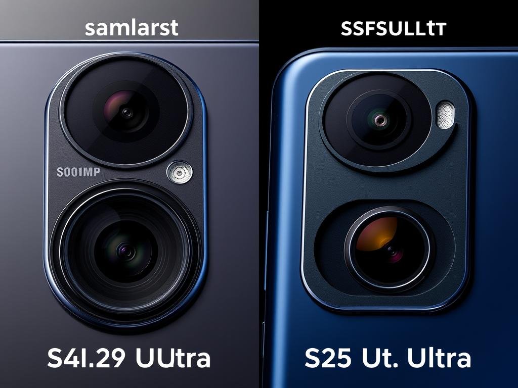 Comparativo das câmeras do Galaxy S24 Ultra e S25 Ultra destacando o conjunto quádruplo Comparativo das câmeras do Galaxy S24 Ultra e S25 Ultra destacando o conjunto quádruplo