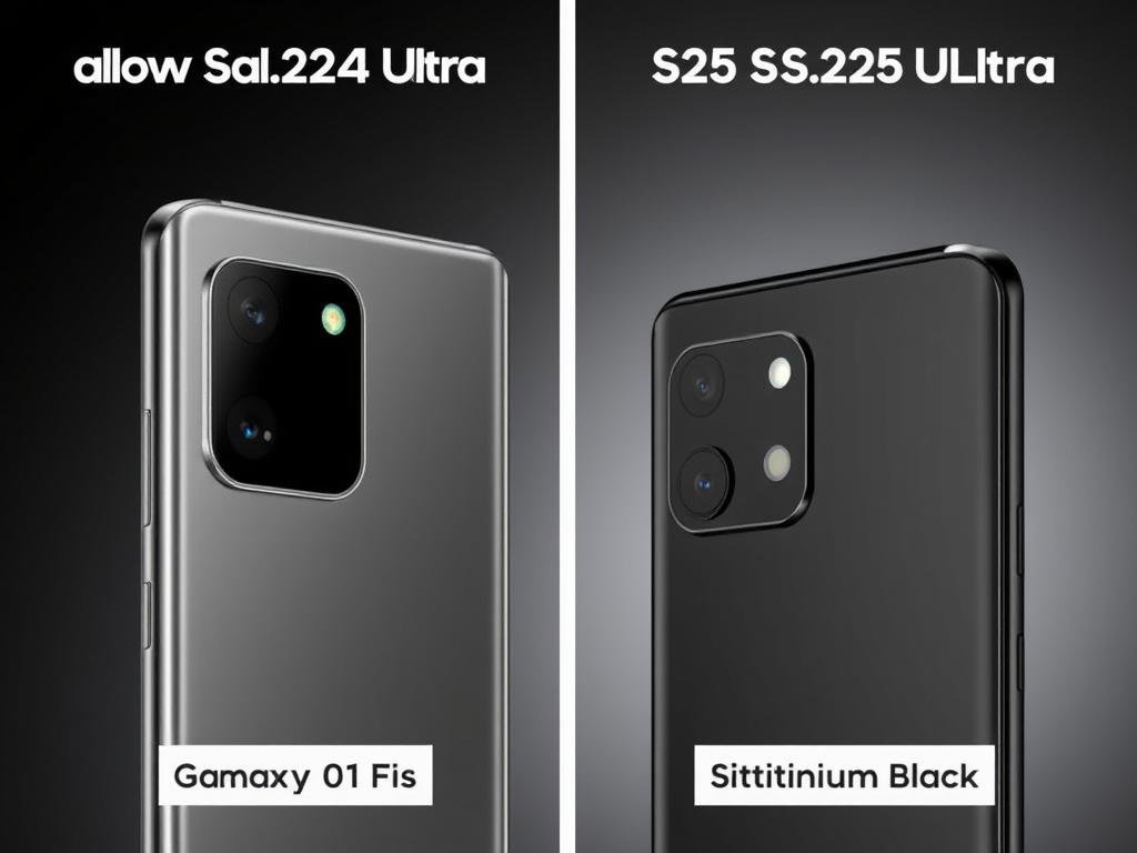 Comparativo de design entre Galaxy S24 Ultra Titânio Cinza e S25 Ultra Titânio Preto Comparativo de design entre Galaxy S24 Ultra Titânio Cinza e S25 Ultra Titânio Preto